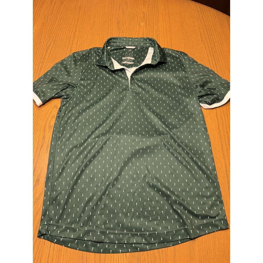 Mens Medium Swannies Co Golf Polo  Green Short Sleeve